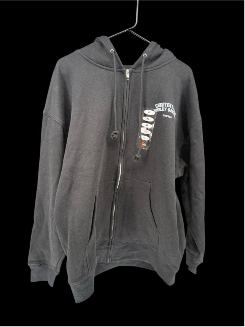 Men's Harley-Davidson Zip-Up Hoodie Black White Size XL